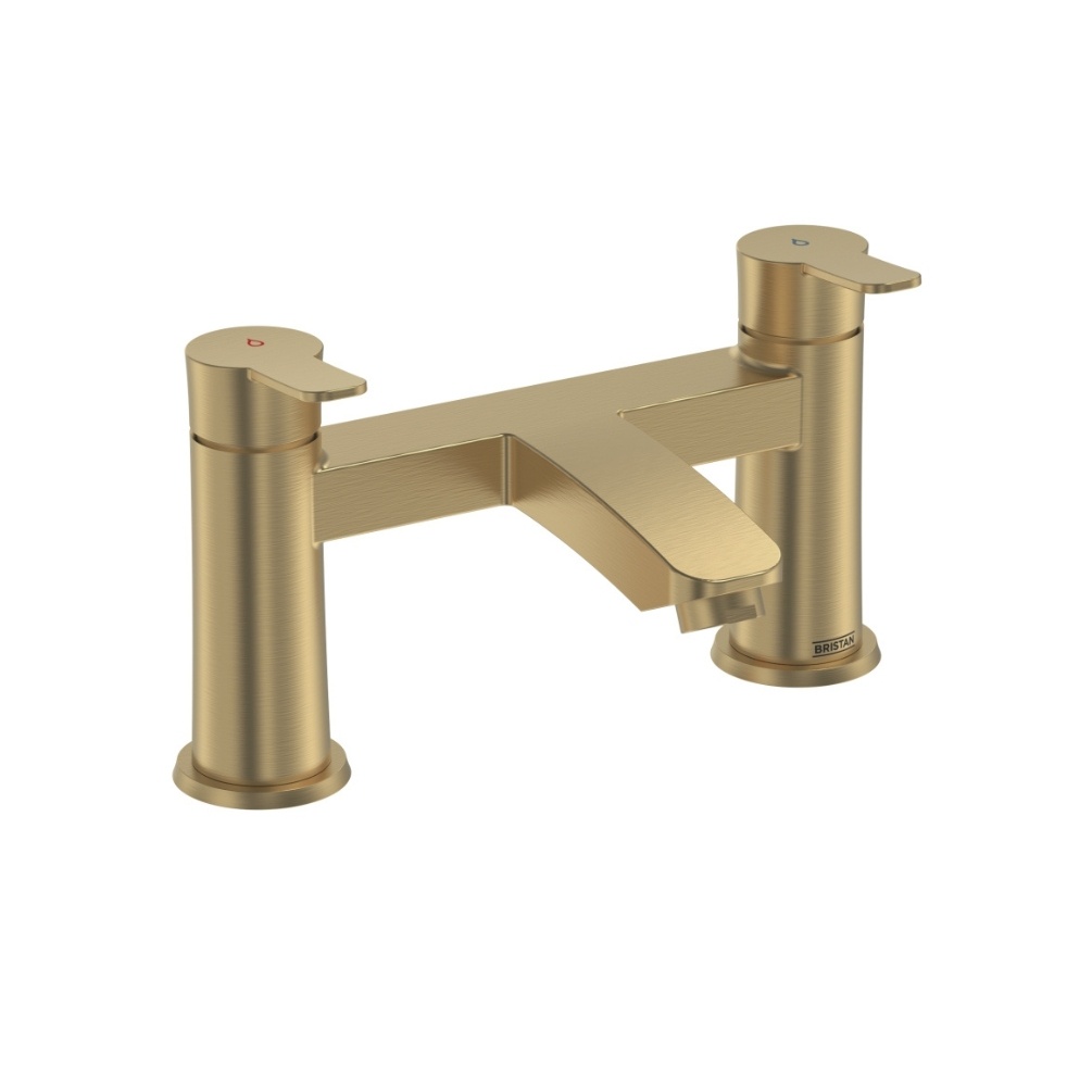 Product cut out image of the Bristan Appeal Brushed Brass Deck Mounted Bath Filler